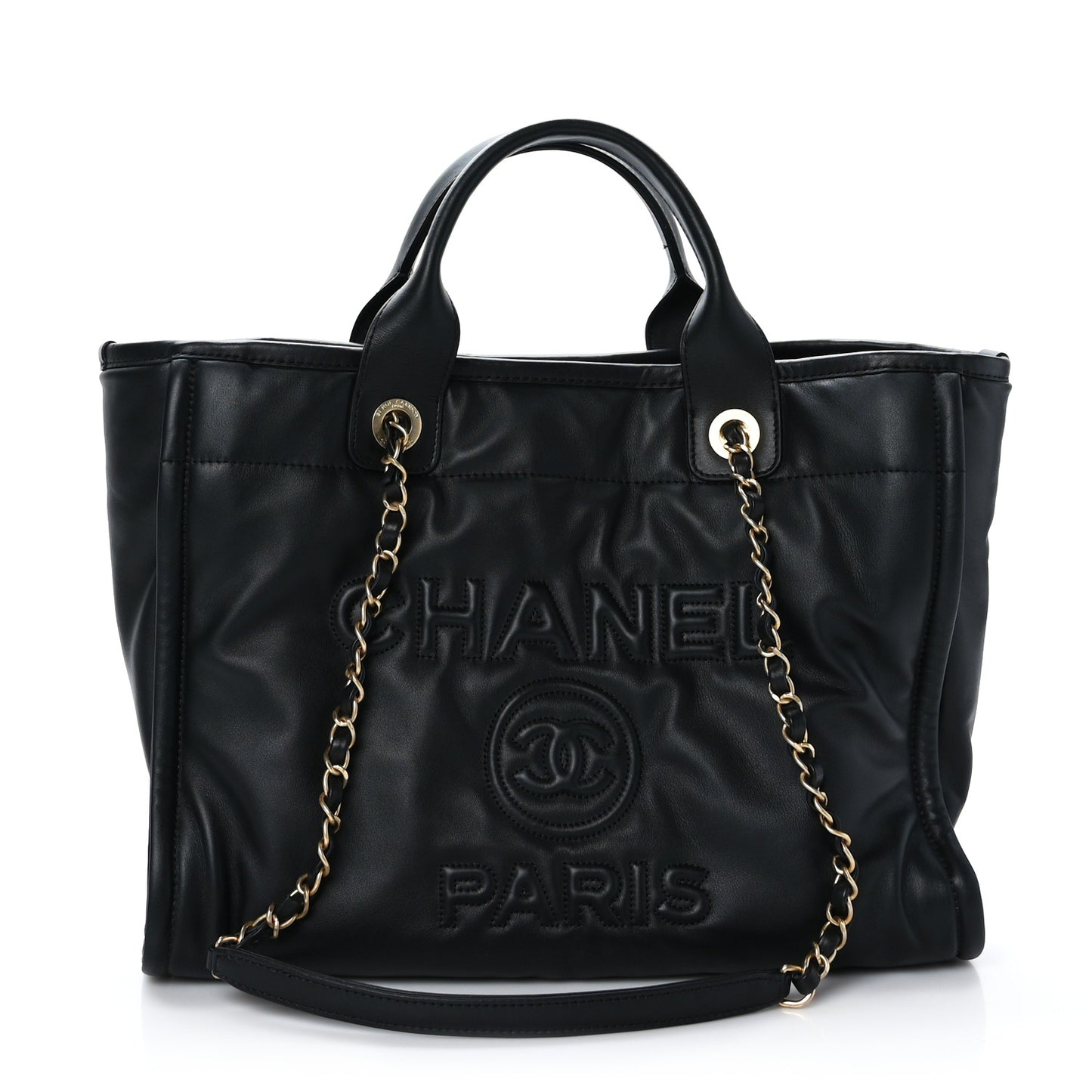 Calfskin Small Deauville Tote Black