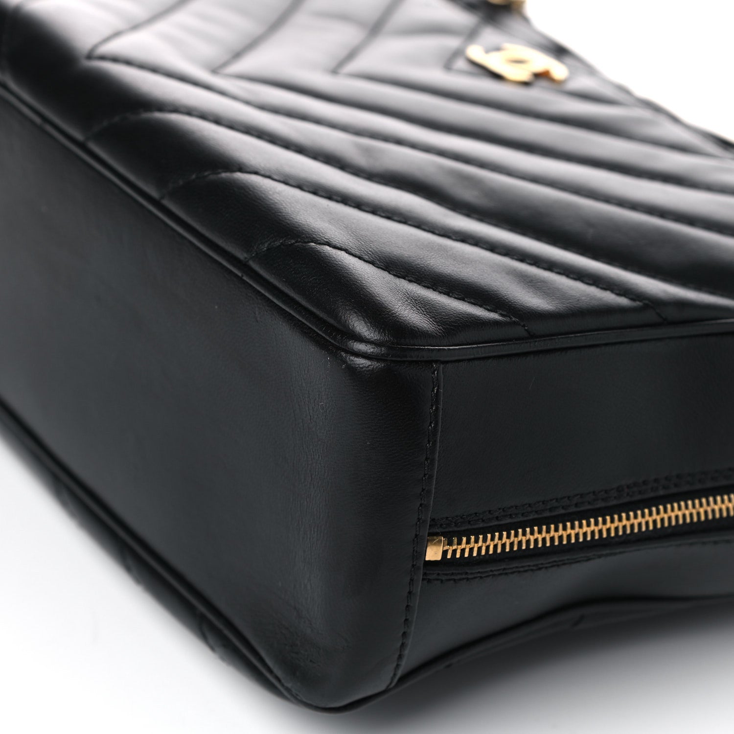 Chanel Lambskin Chevron Quilted Camera Case Black 10 of 15