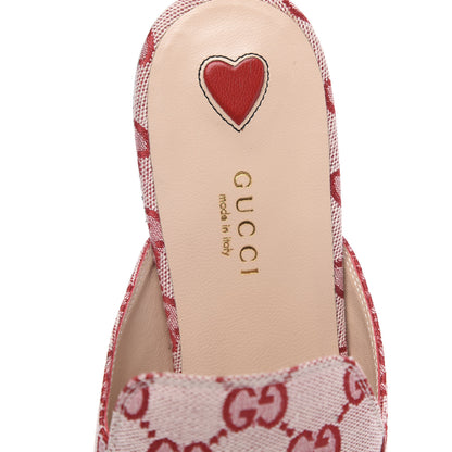 Gucci Canvas GG Monogram Horsebit Womens Princetown Slippers 39 Gardenia Hibiscus Red 7 of 9
