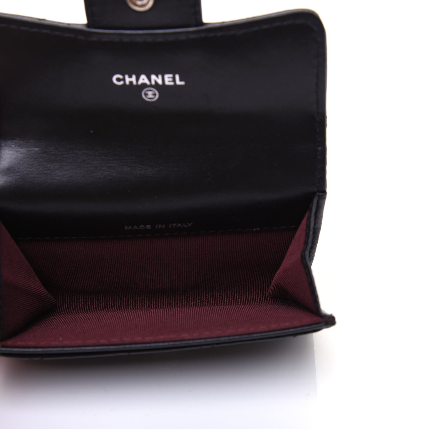 Lambskin Quilted Flap Card Holder Black
