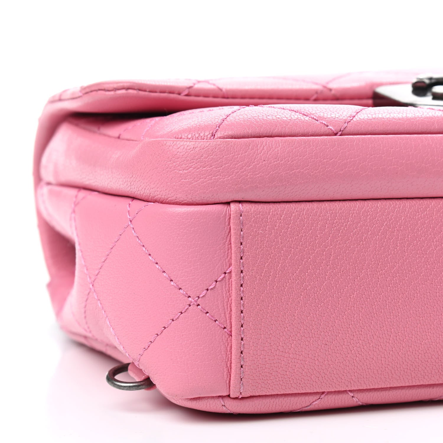 Chanel Shiny Goatskin Quilted Small Double Carry Waist Chain Flap Pink 8 of 10