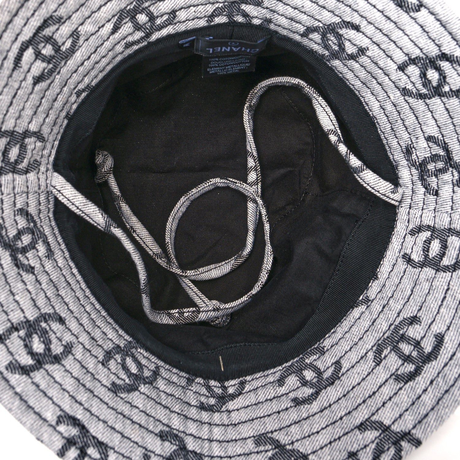 Chanel Denim CC Bucket Hat M White Black 6 of 8