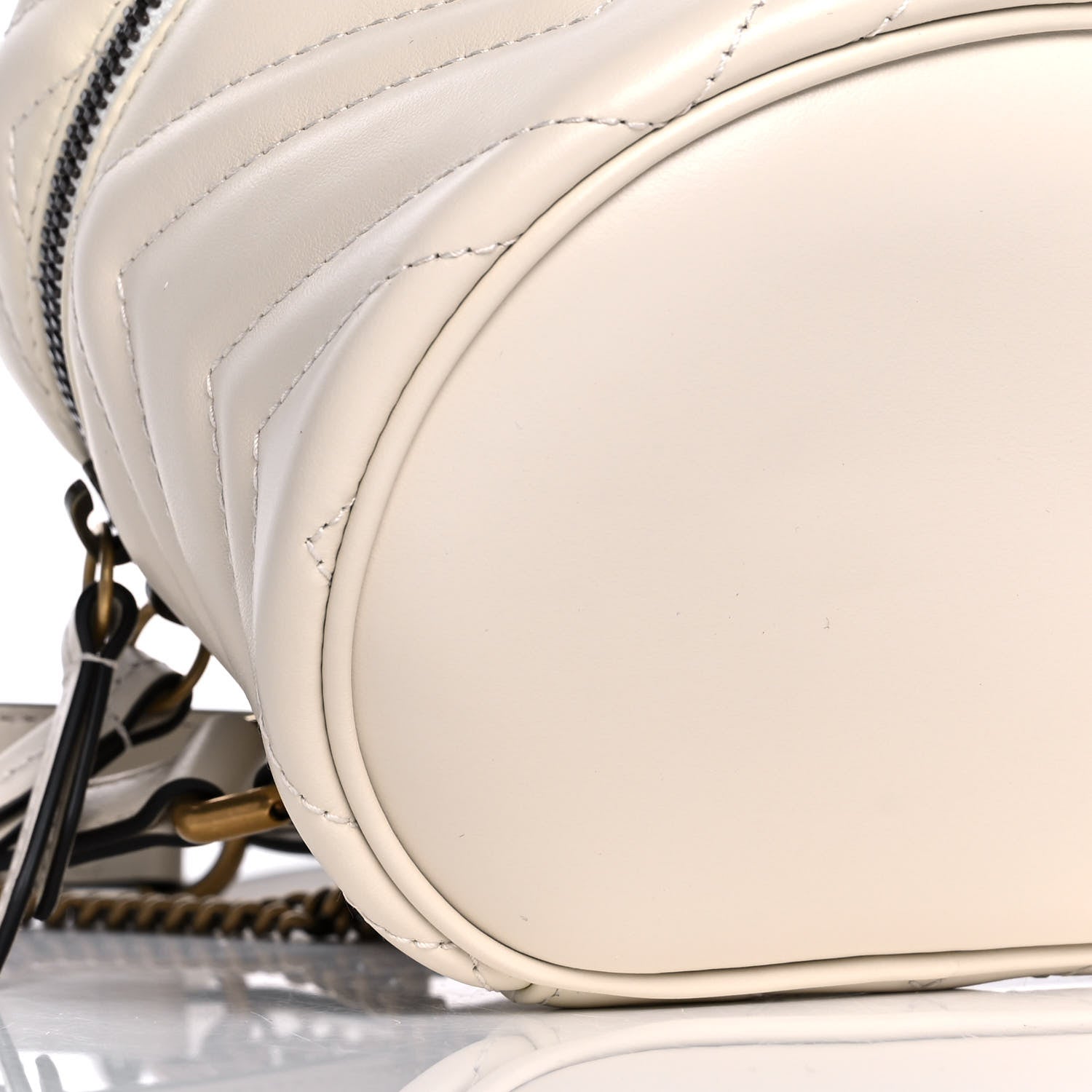 Gucci Calfskin Matelasse Mini GG Marmont Round Backpack White 9 of 10