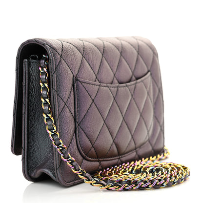 Chanel Iridescent Goatskin Quilted Wallet On Chain WOC Purple 3 of 11