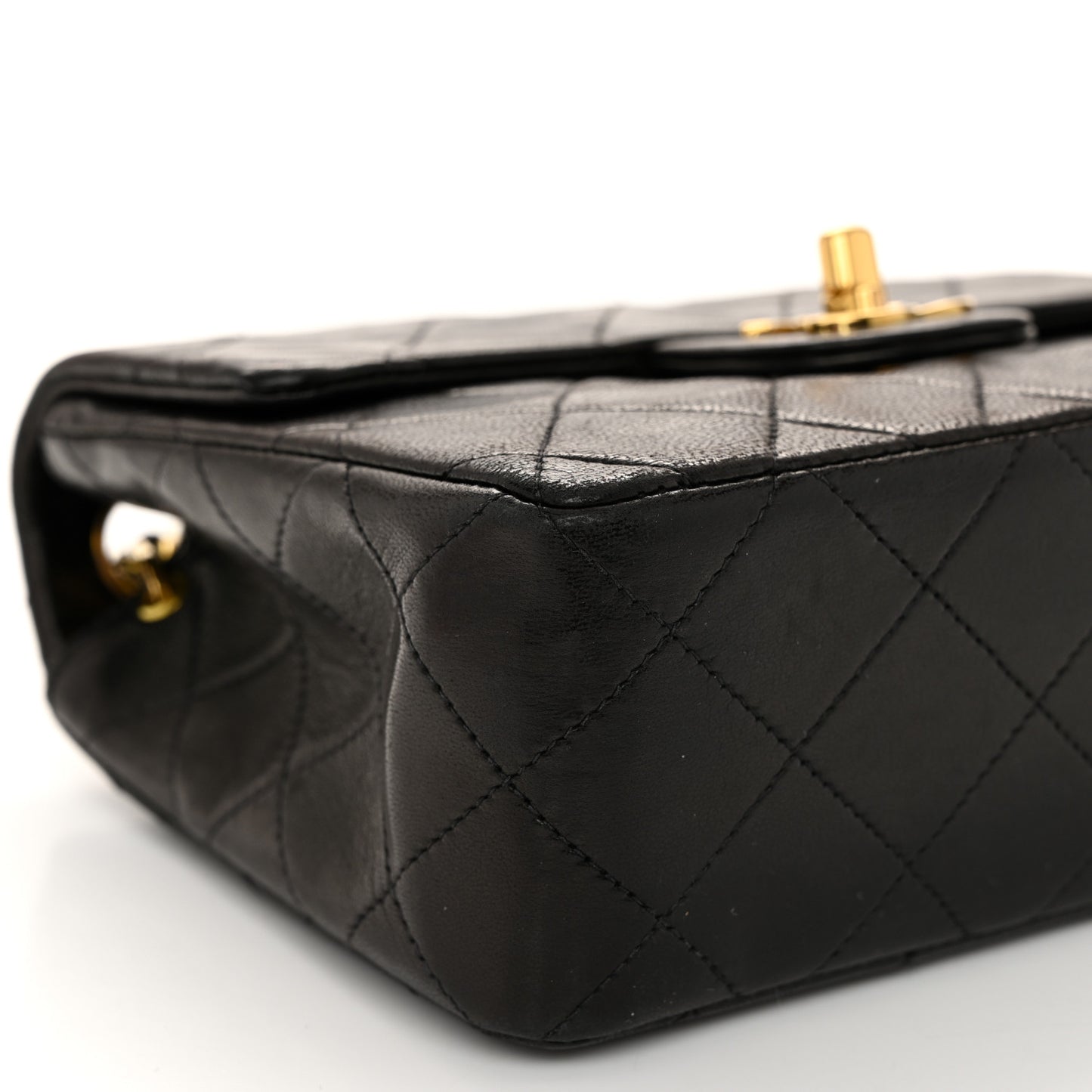 Lambskin Quilted Mini Square Flap Black