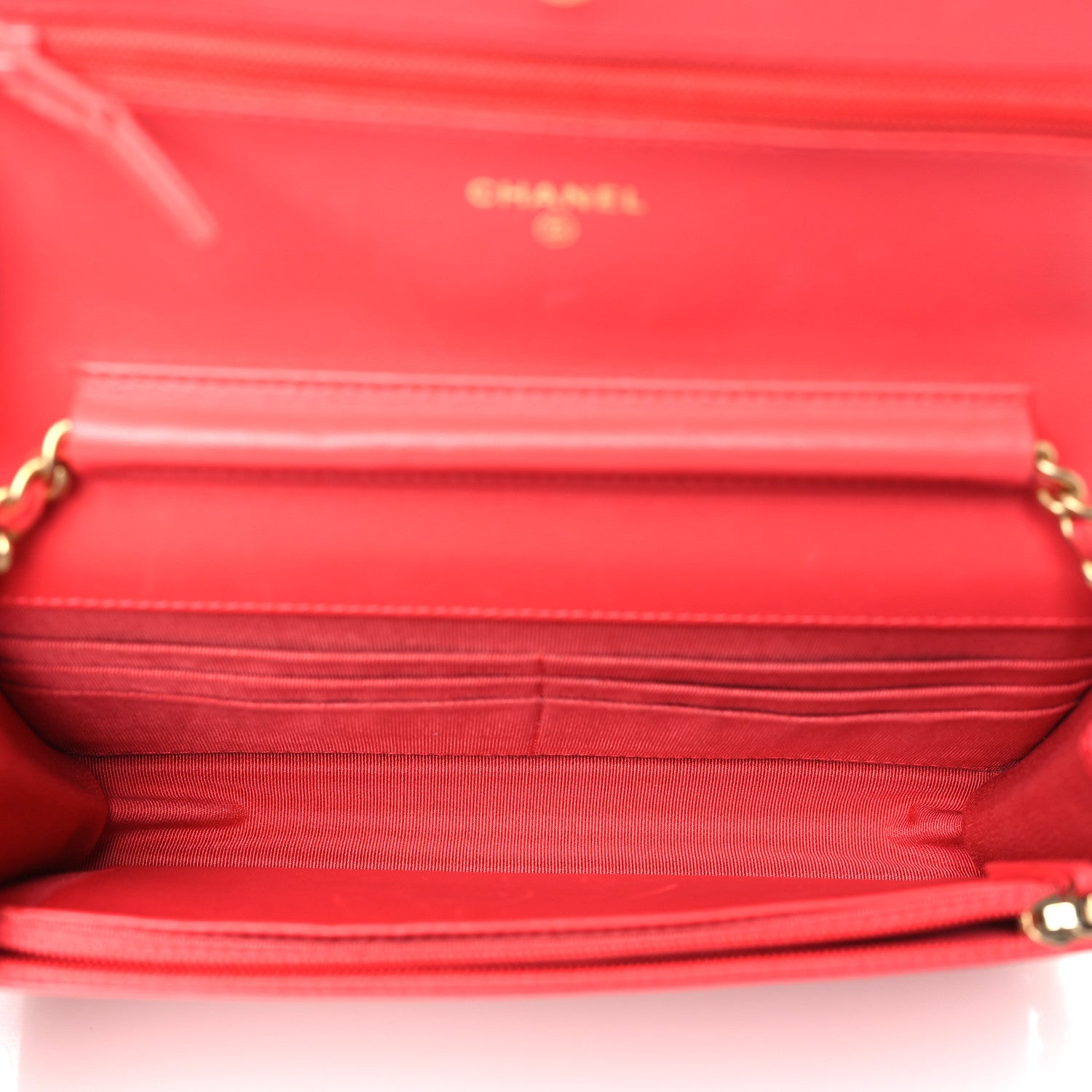 Chanel Lambskin Quilted Wallet On Chain WOC Light Red 5 of 13