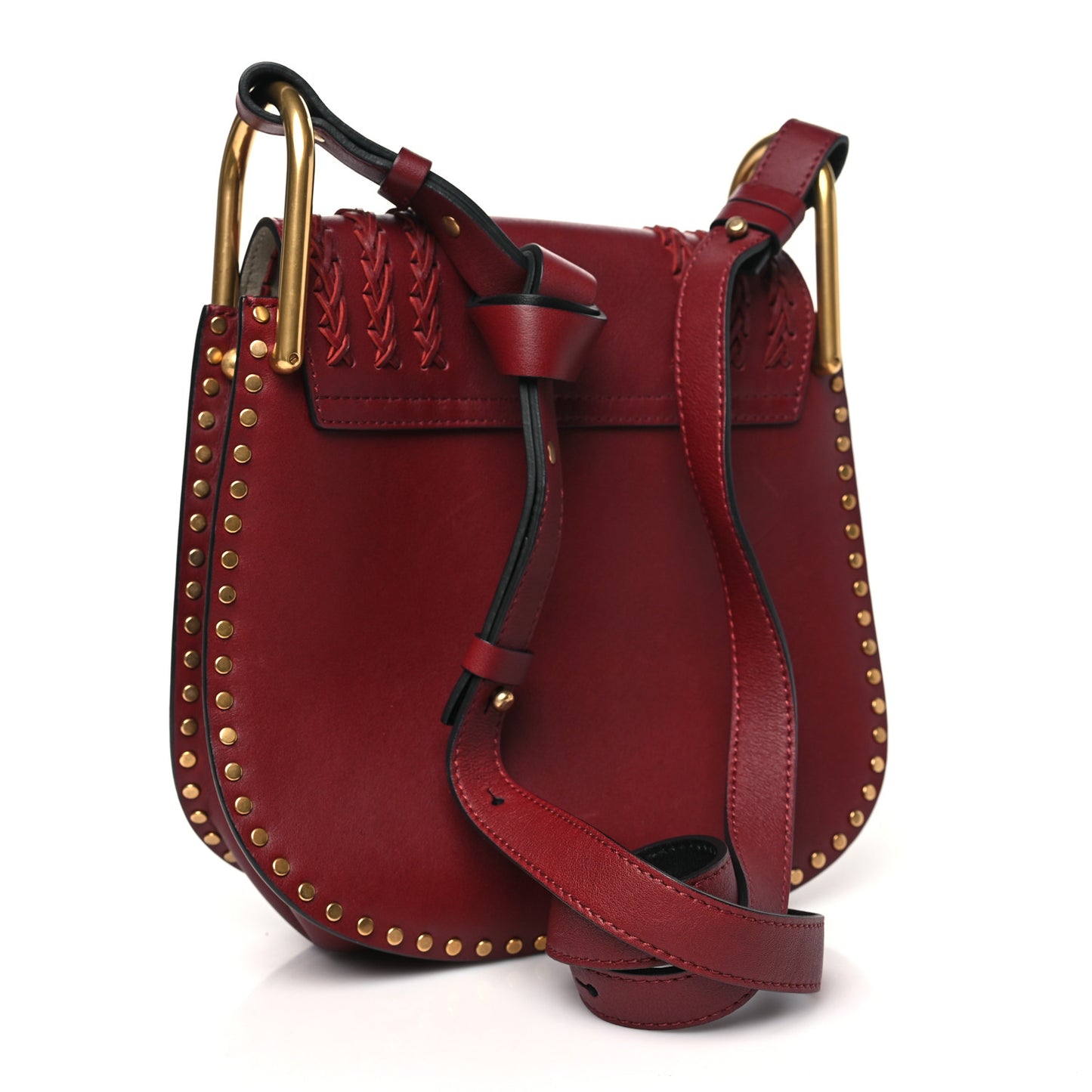 Calfskin Braided Small Hudson Shoulder Bag Sienna Red