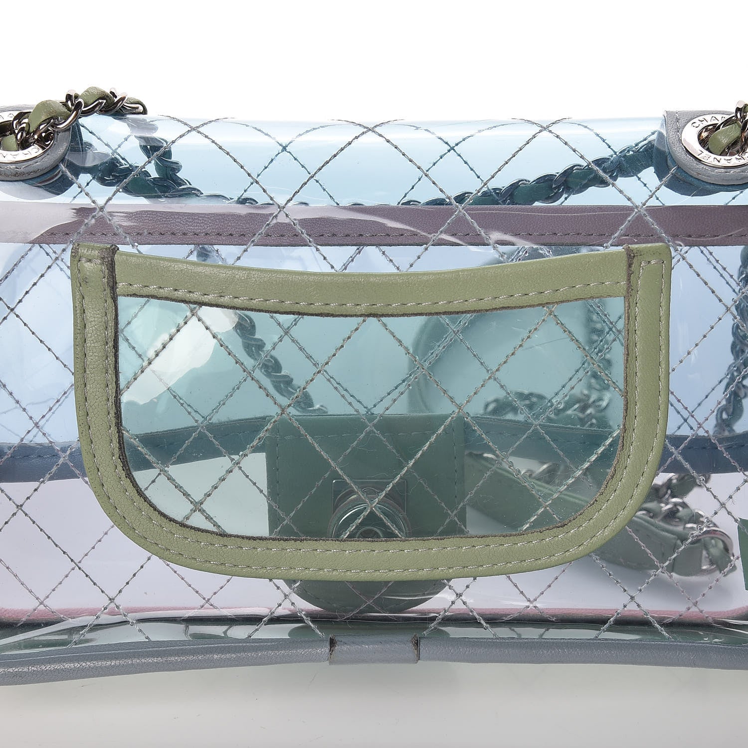 Chanel Lambskin PVC Quilted Mini Coco Splash Flap Blue Green 13 of 15