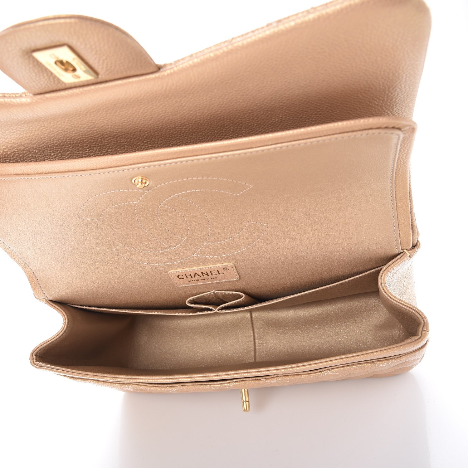 Chanel Pearly Caviar Quilted Jumbo Double Flap Gold 6 of 9