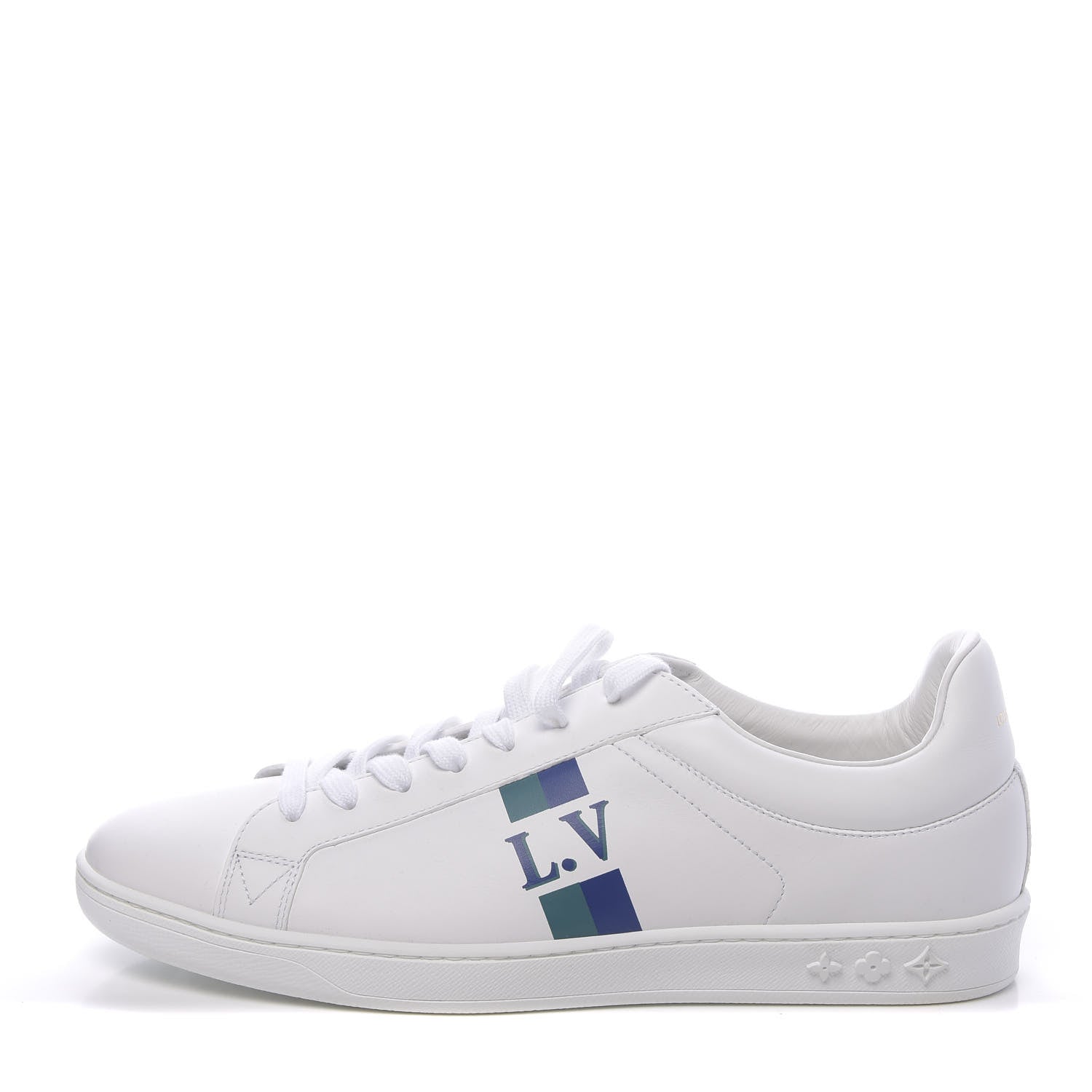 Louis Vuitton Calfskin Luxembourg Sneakers 7.5 White Bleu 1 of 8