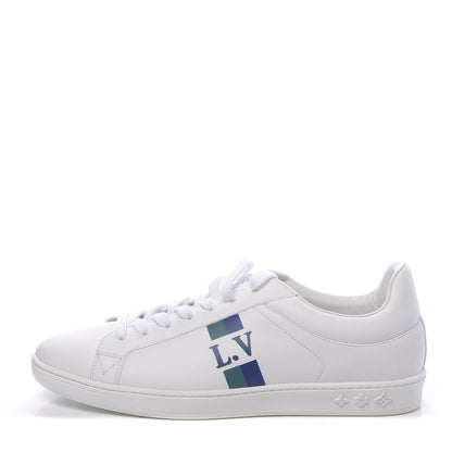 Louis Vuitton Calfskin Luxembourg Sneakers 7.5 White Bleu 1 of 8