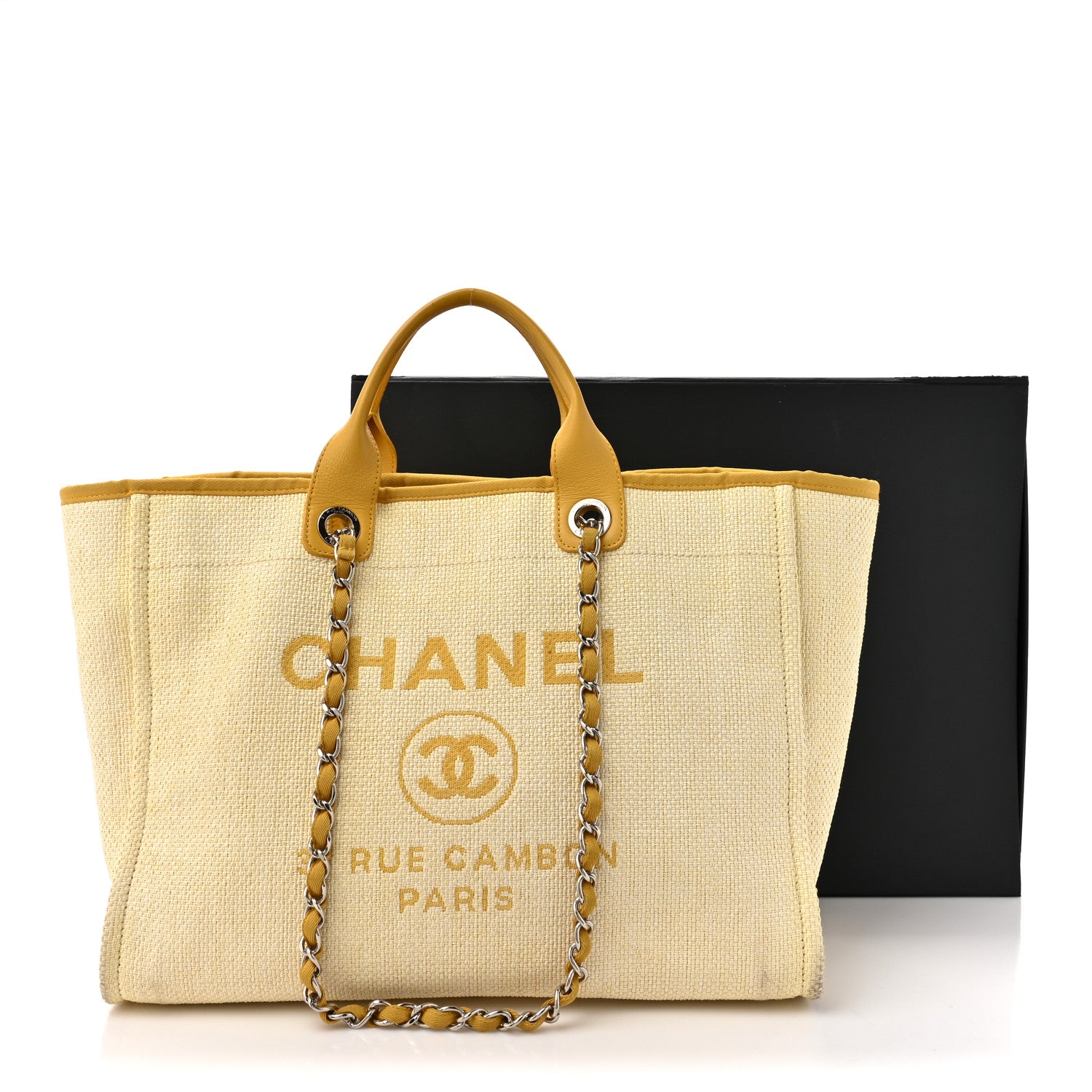 Chanel Woven Straw Raffia Medium Deauville Tote Yellow 17 of 17