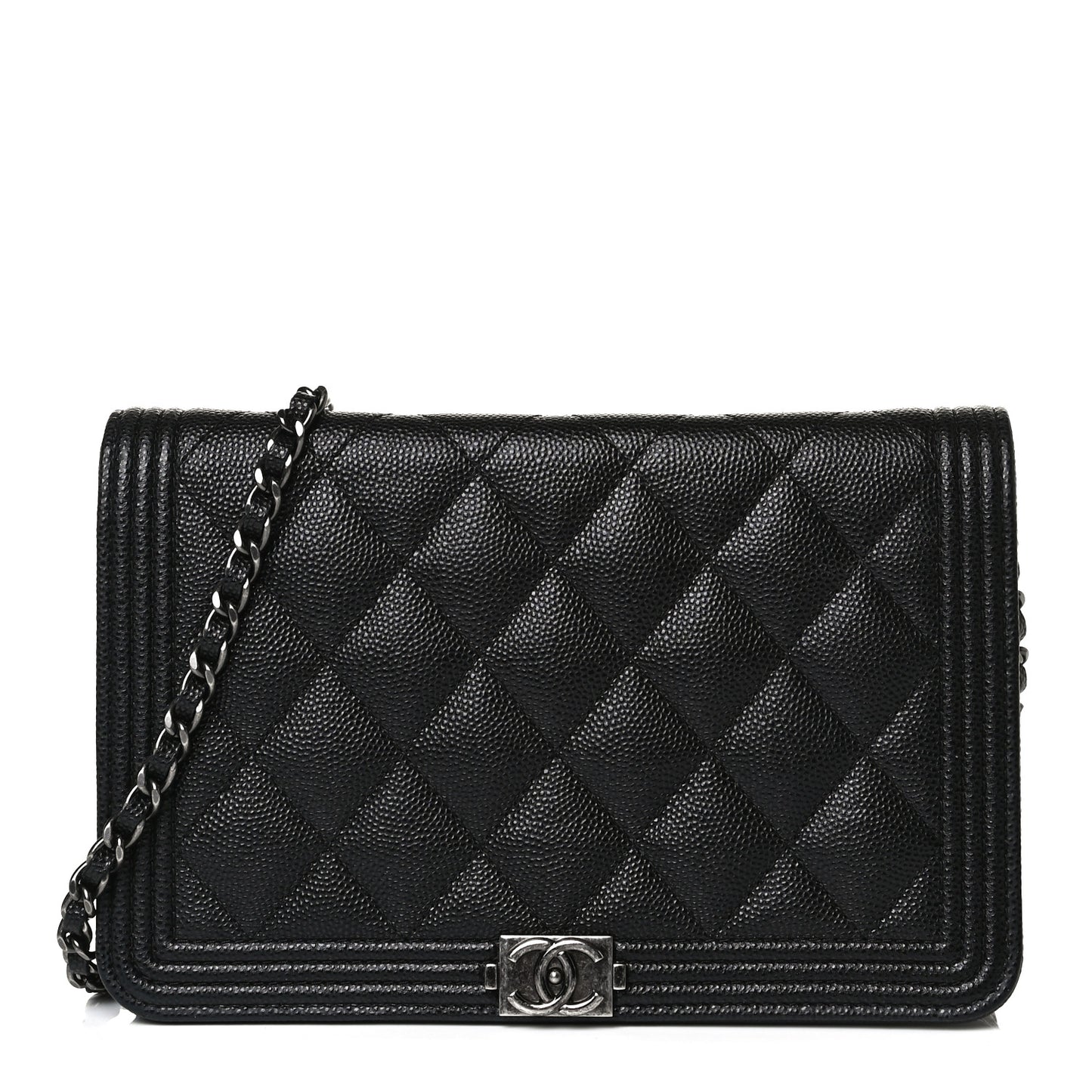 Caviar Quilted Boy Wallet On Chain WOC Black