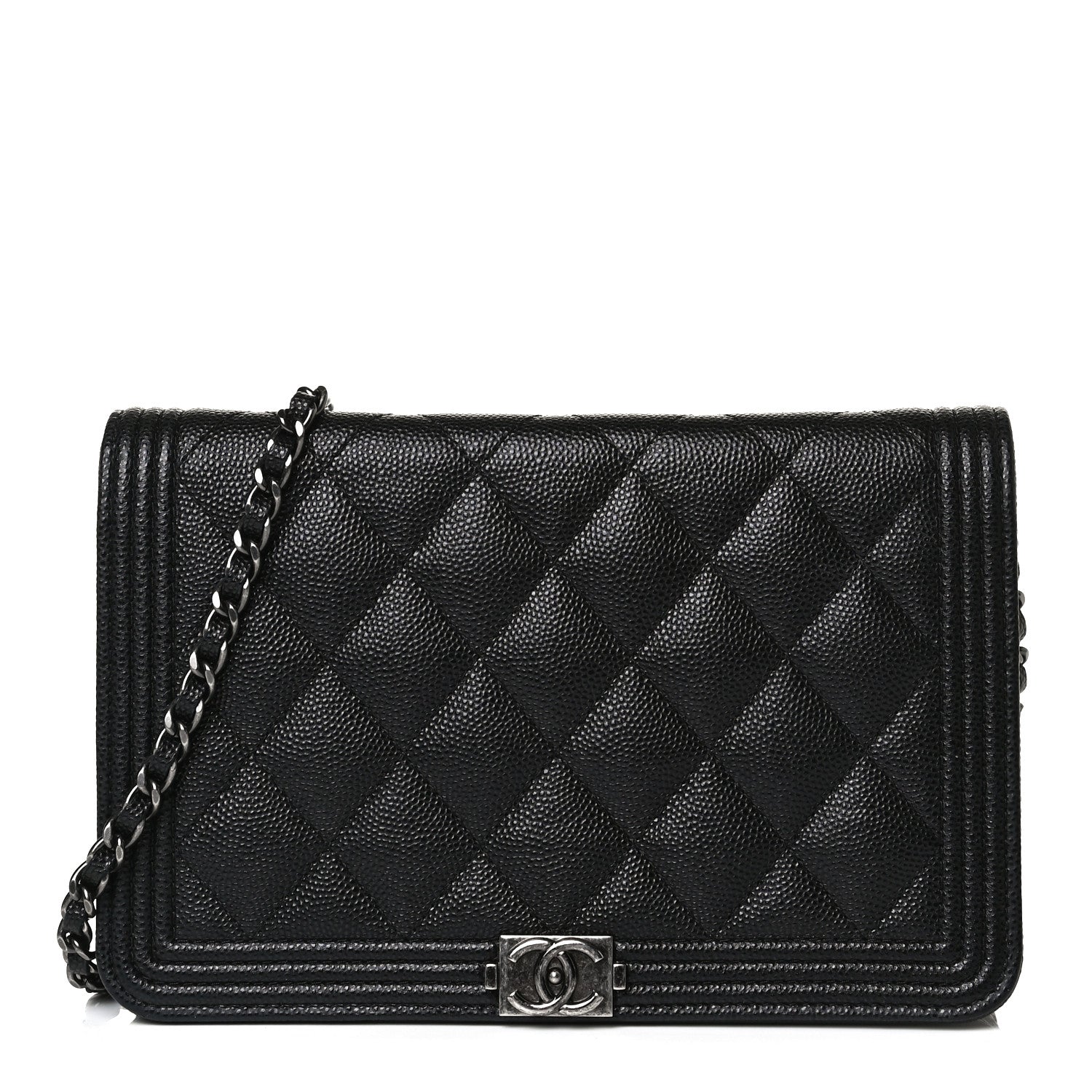 Chanel Caviar Quilted Boy Wallet On Chain WOC Black 1 of 12