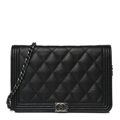 Chanel Caviar Quilted Boy Wallet On Chain WOC Black 1 of 12