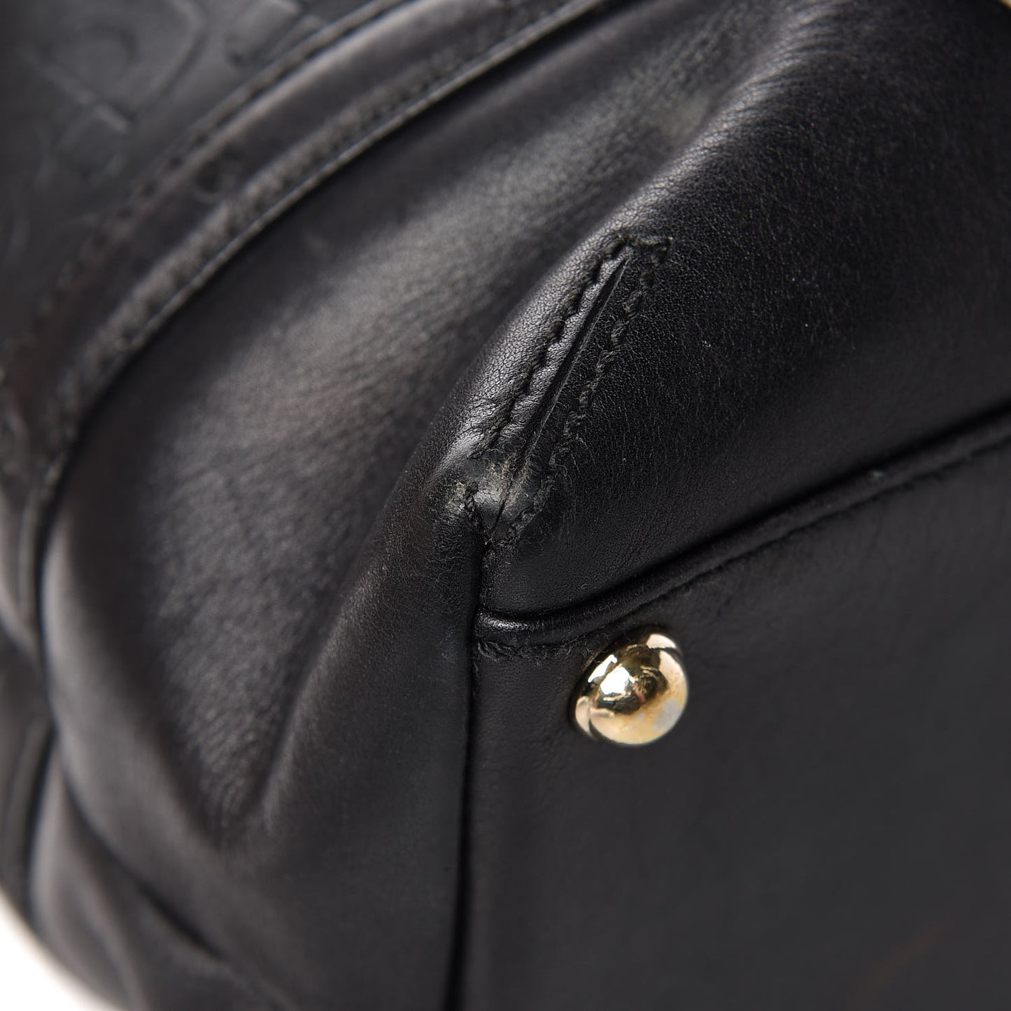 Calfskin Horsebit Embossed Large Glam Shoulder Bag Black