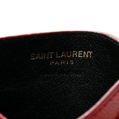 Saint Laurent Grain De Poudre Matelasse Chevron Monogram Credit Card Case New Red 5 of 7