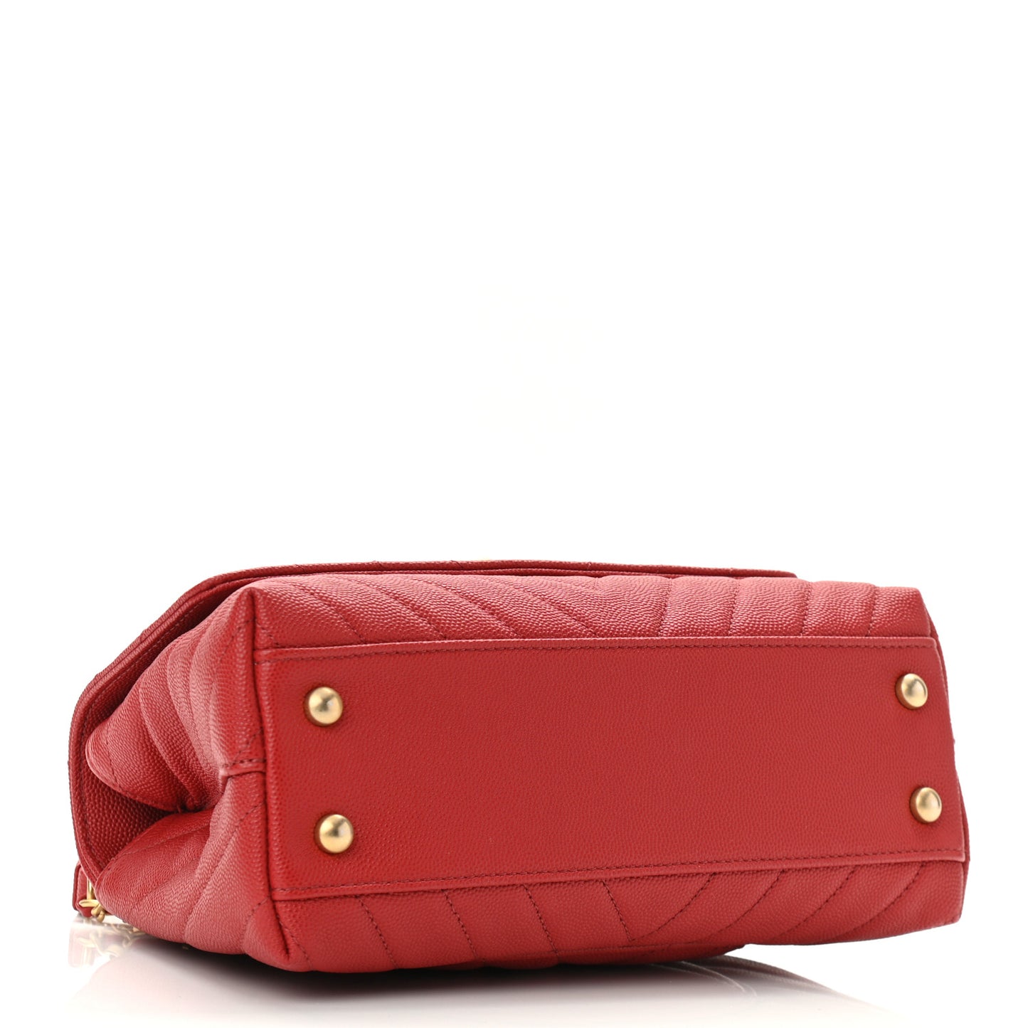 Caviar Chevron Quilted Mini Coco Handle Flap Red