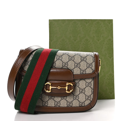 Gucci GG Supreme Monogram Web Mini Horsebit 1955 Shoulder Bag Beige Brown Sugar 11 of 11