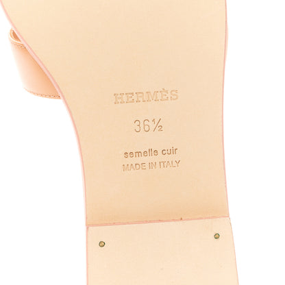 Hermes Box Calfskin Oran Sandals 36.5 Granit Rose 6 of 8