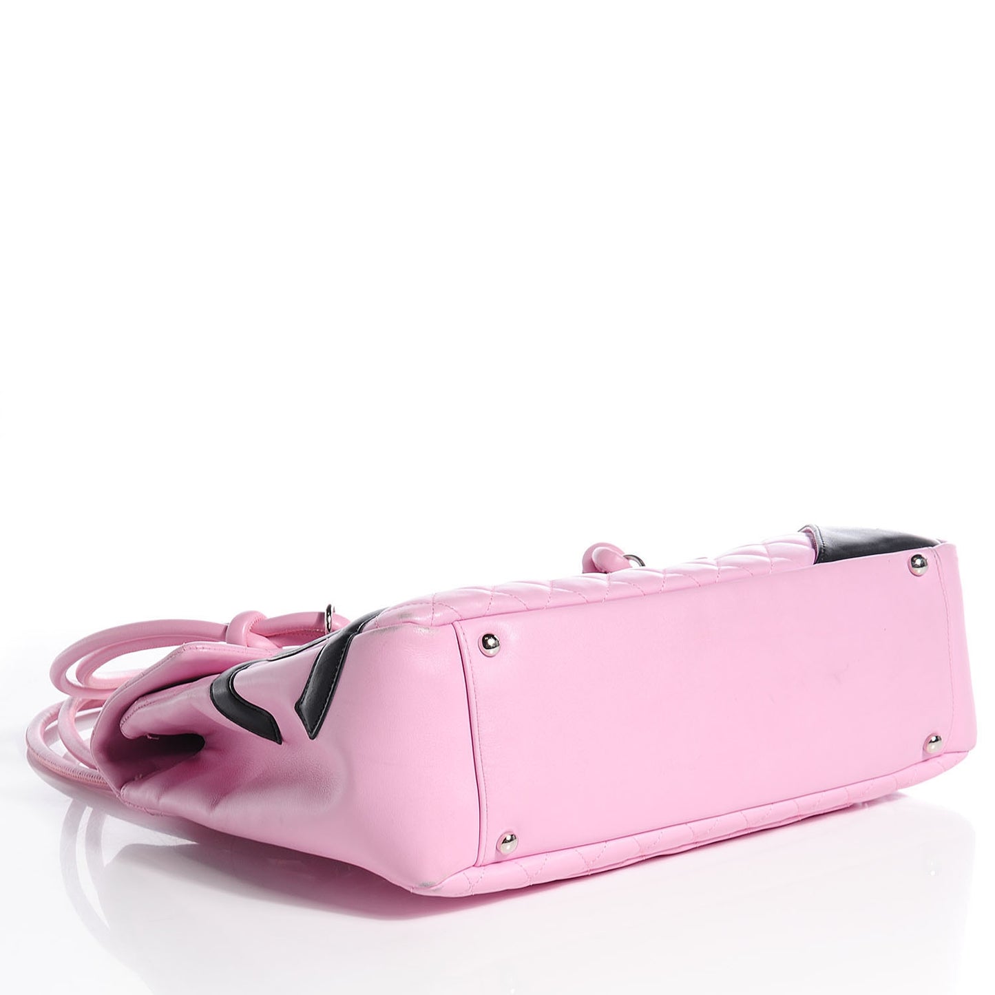 Calfskin Quilted Large Cambon Flap Pink Black