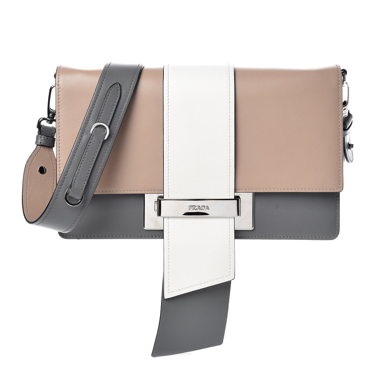 Prada City Calf Ribbon Bag Cammeo White Marmo 1 of 9