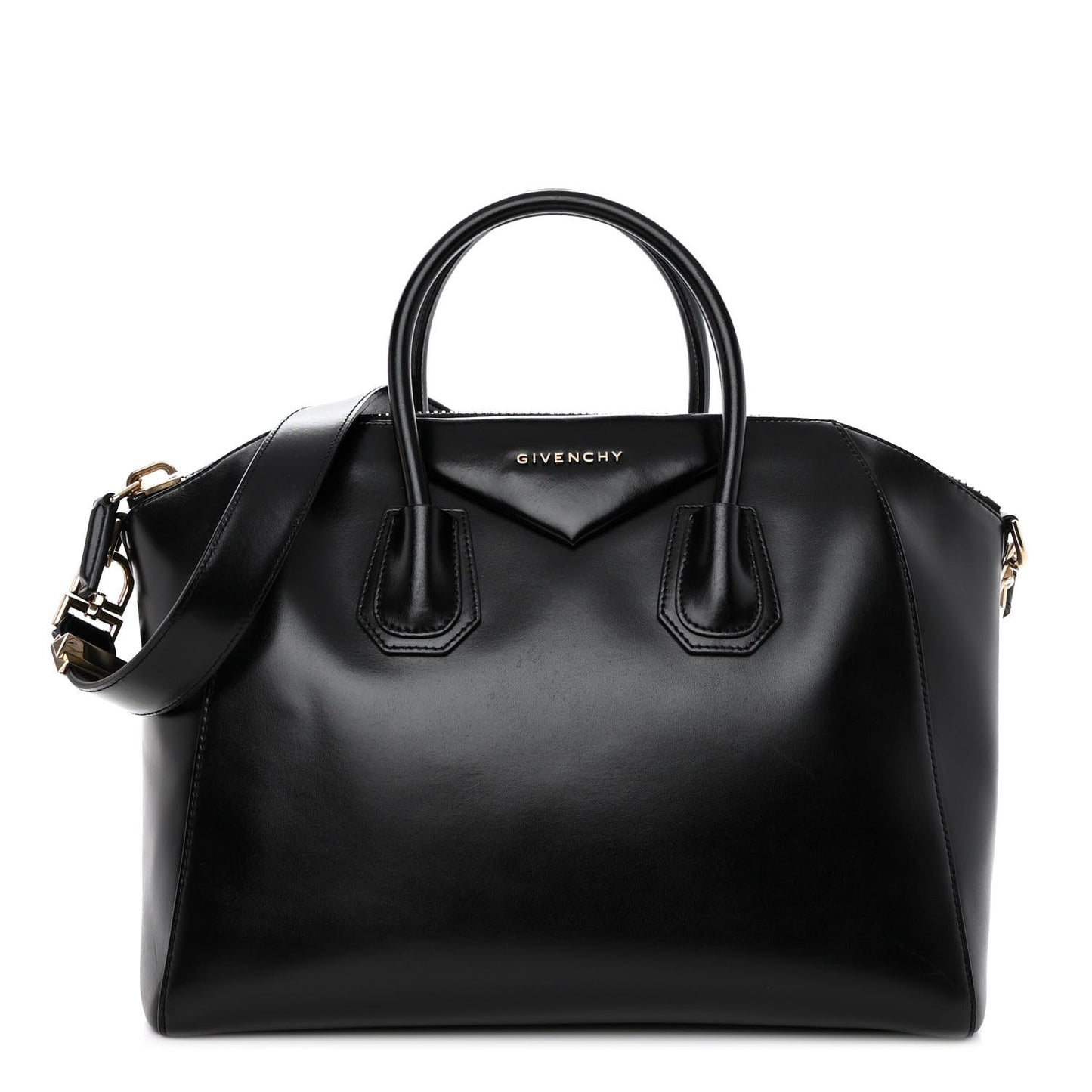 Shiny Lord Calfskin Medium Antigona Black
