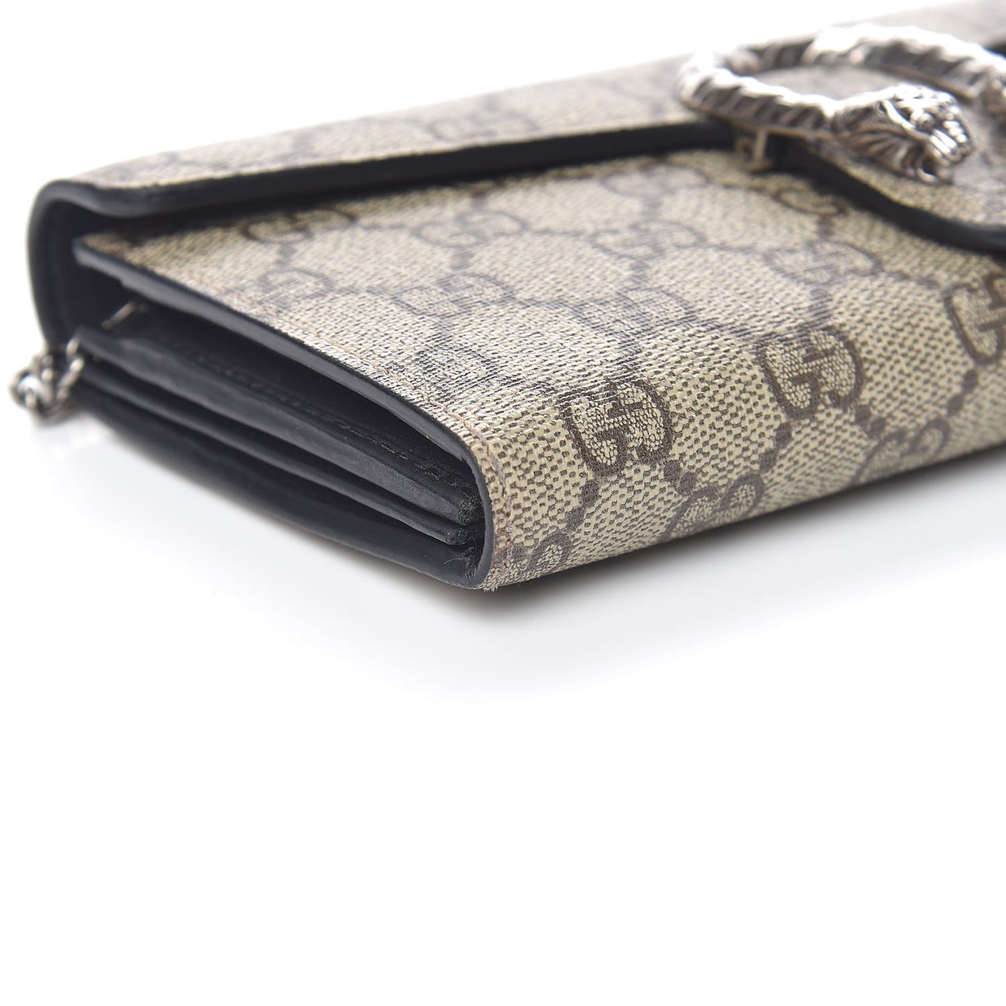 GG Supreme Monogram Dionysus Chain Clutch Wallet Beige Black