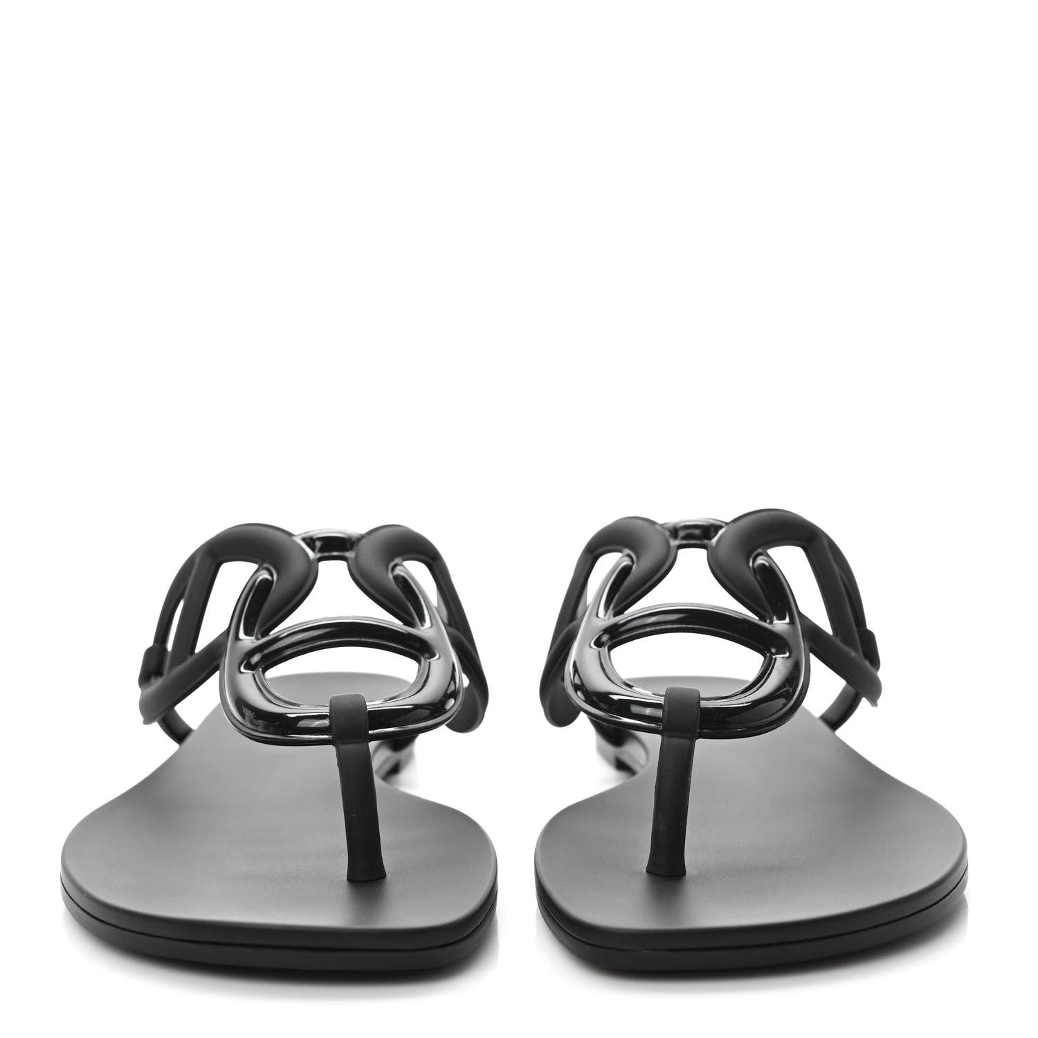 Hermes Rubber Womens Egerie Sandals 37 Black 2 of 7