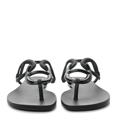 Hermes Rubber Womens Egerie Sandals 37 Black 2 of 7