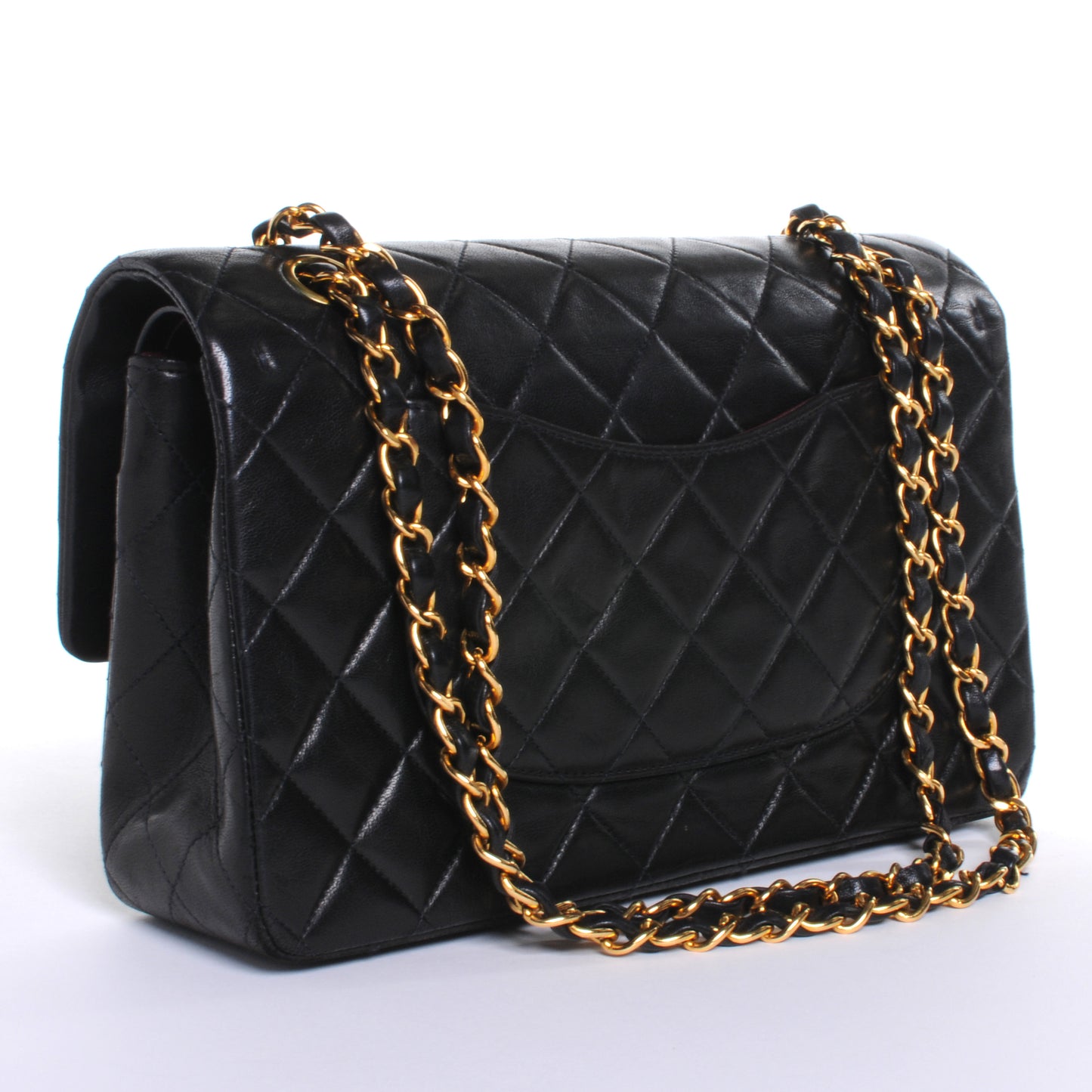 Lambskin Medium Double Flap Black
