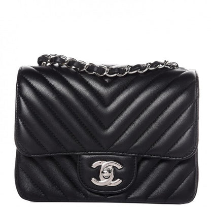Chanel Lambskin Chevron Quilted Mini Square Flap Black 1 of 8