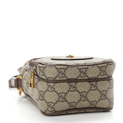 Gucci GG Supreme Monogram Mini Neo Vintage Double Zip Messenger Bag Beige New Acero Crop 4 of 9