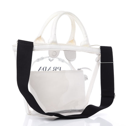 Prada Plexiglass Canapa Small Shopper Tote White 4 of 11