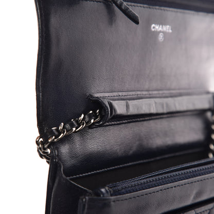 Chanel Lambskin Quilted Boy Wallet On Chain WOC Navy Blue 13 of 16