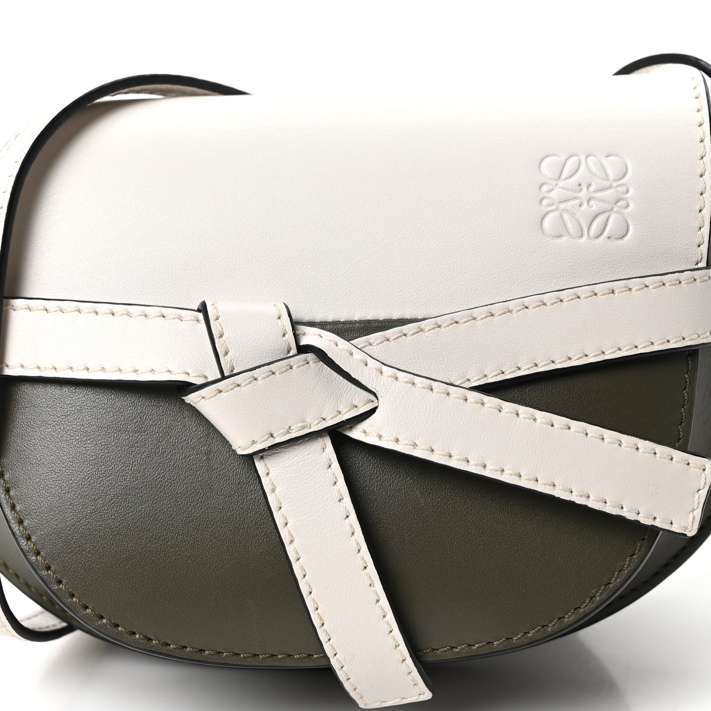 Calfskin Mini Gate Crossbody Bag Khaki Green Soft White