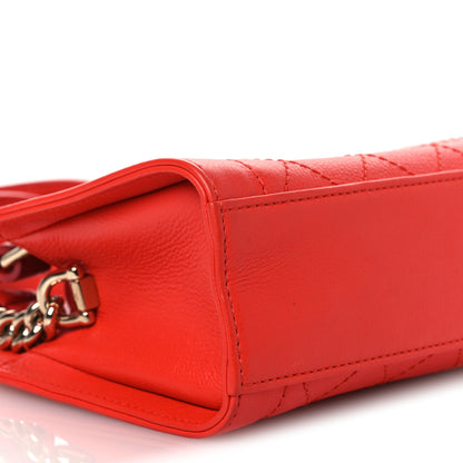 Chanel Grained Calfskin Stitched Mini Label Click Shopper Tote Red 9 of 11