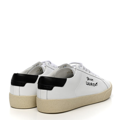 Saint Laurent Calfskin Embroidered Mens Court Classic Sneakers 39 White Black 4 of 10
