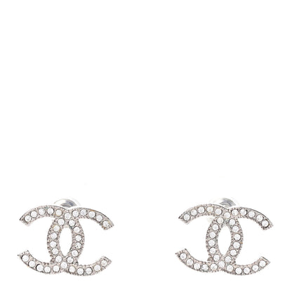 Chanel Crystal CC Earrings Silver 1 of 4