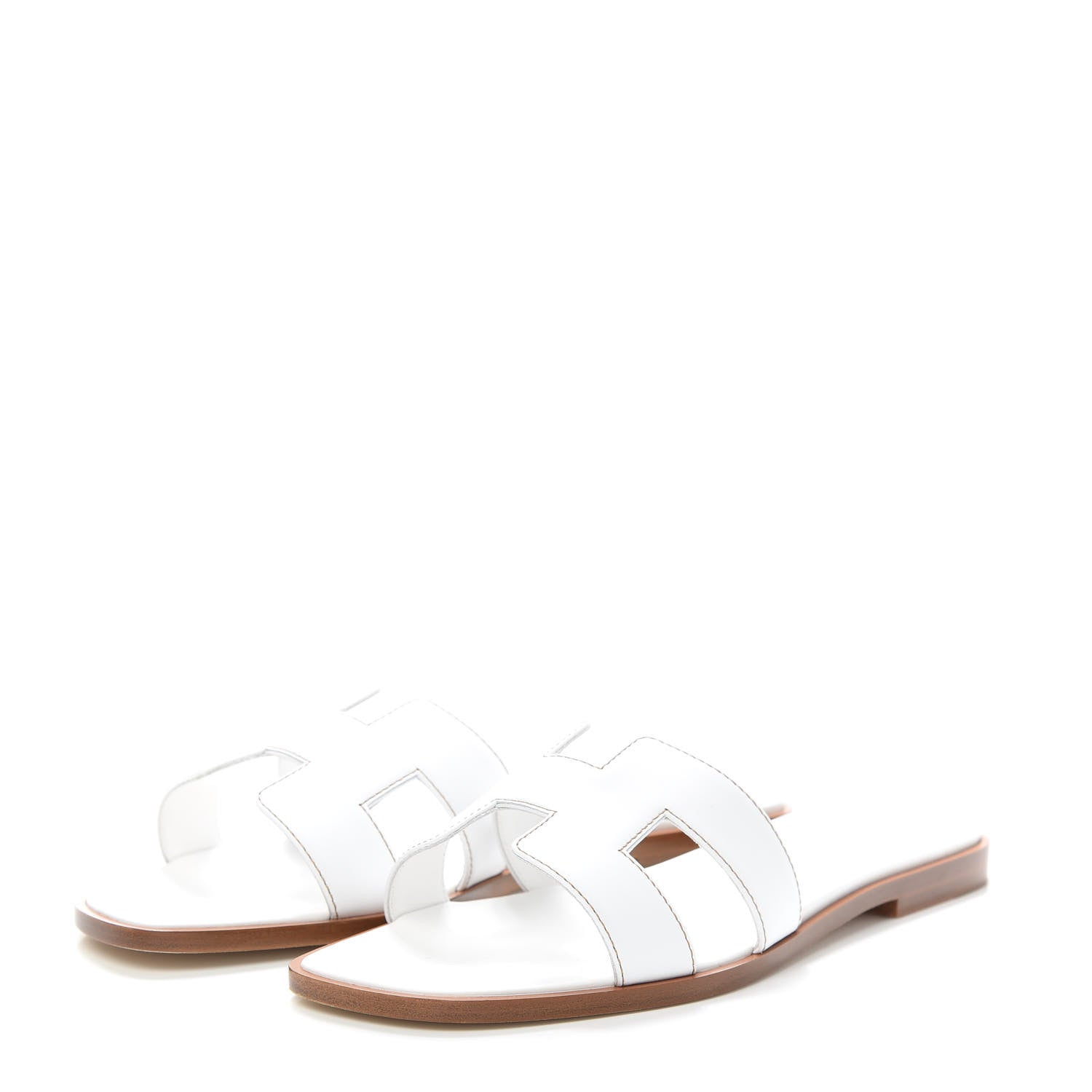 Hermes Box Calfskin Oran Sandals 37.5 White 3 of 7
