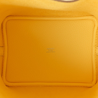 Hermes Taurillon Clemence Ostrich Touch Picotin Lock 18 PM Limoncello 5 of 11