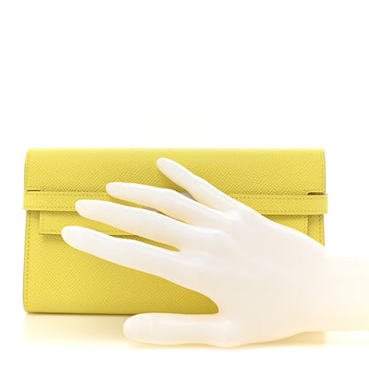 Hermes Epsom Kelly Longue Wallet Lime 2 of 15