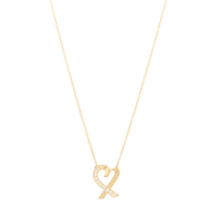 Tiffany 18K Yellow Gold Diamond Small Paloma Picasso Loving Heart Pendant Necklace 1 of 4