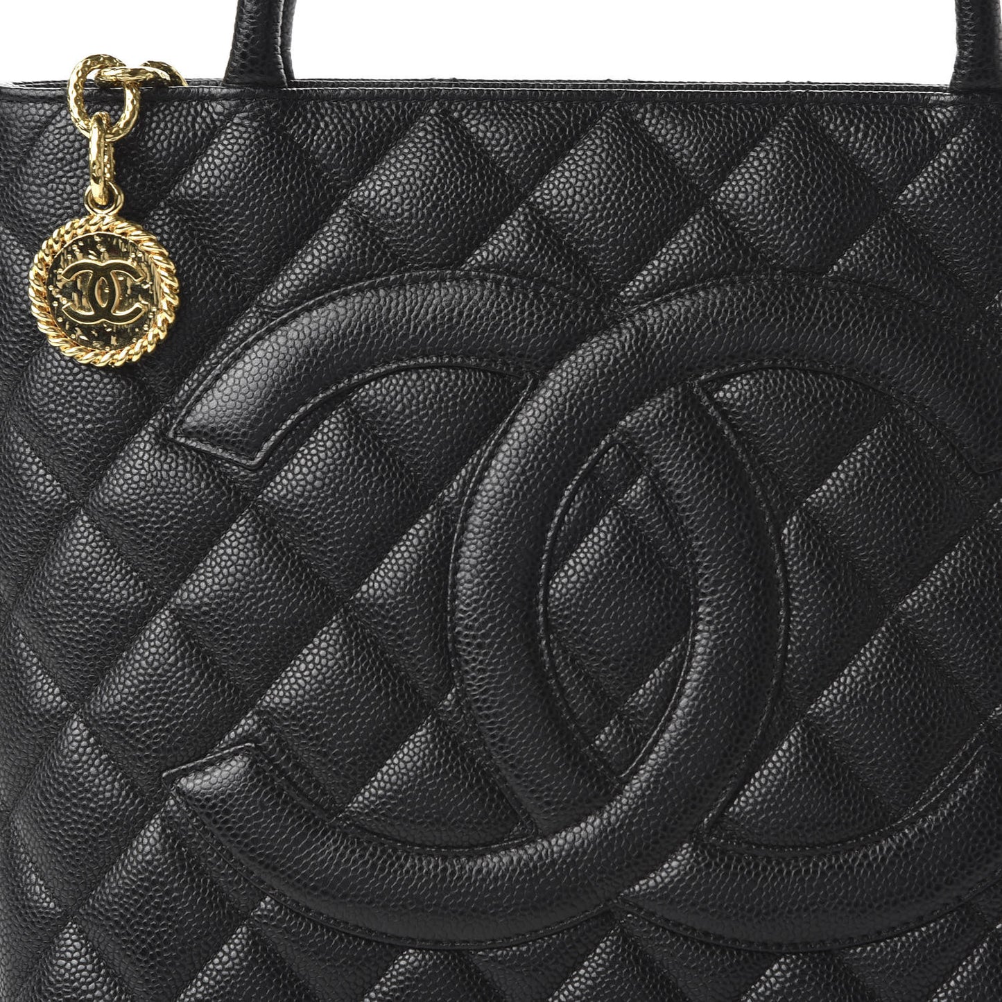 Caviar Quilted Medallion Tote Black