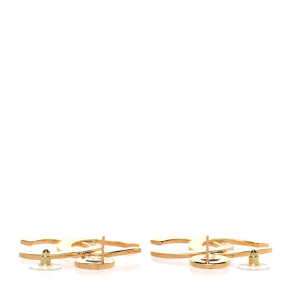 Chanel Metal Large Paris Button Earrings Gold 3 of 5