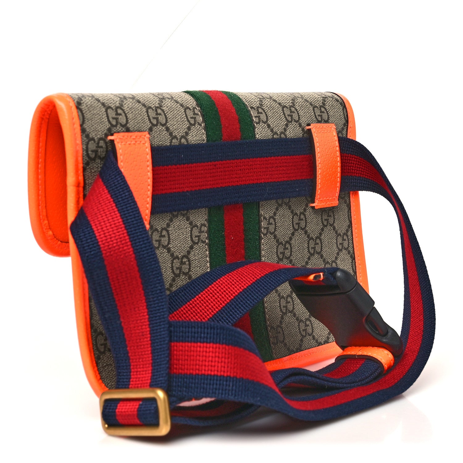 Gucci GG Supreme Monogram Web Small Ophidia Belt Bag Beige Ebony Orange Fluo 3 of 10
