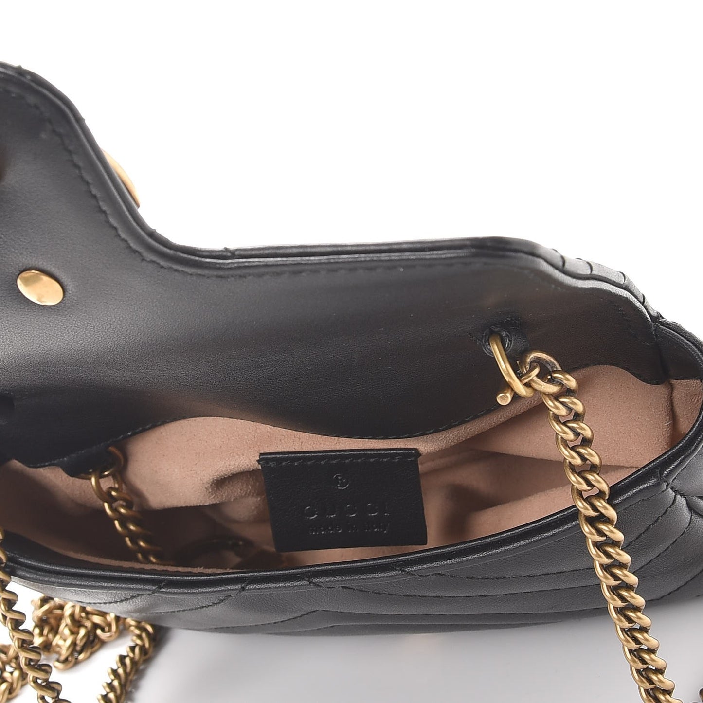 Calfskin Matelasse Super Mini GG Marmont Shoulder Bag Black