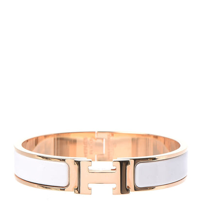 Hermes Enamel Narrow Clic Clac H Bracelet PM White 1 of 5