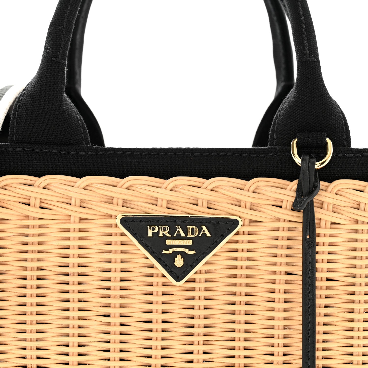 Prada Wicker Canvas Tote Naturale Black 7 of 11