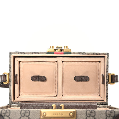 Gucci GG Supreme Monogram Textured Dollar Calfskin Web Savoy Jewelry Case Beige Ebony New Acero 7 of 13